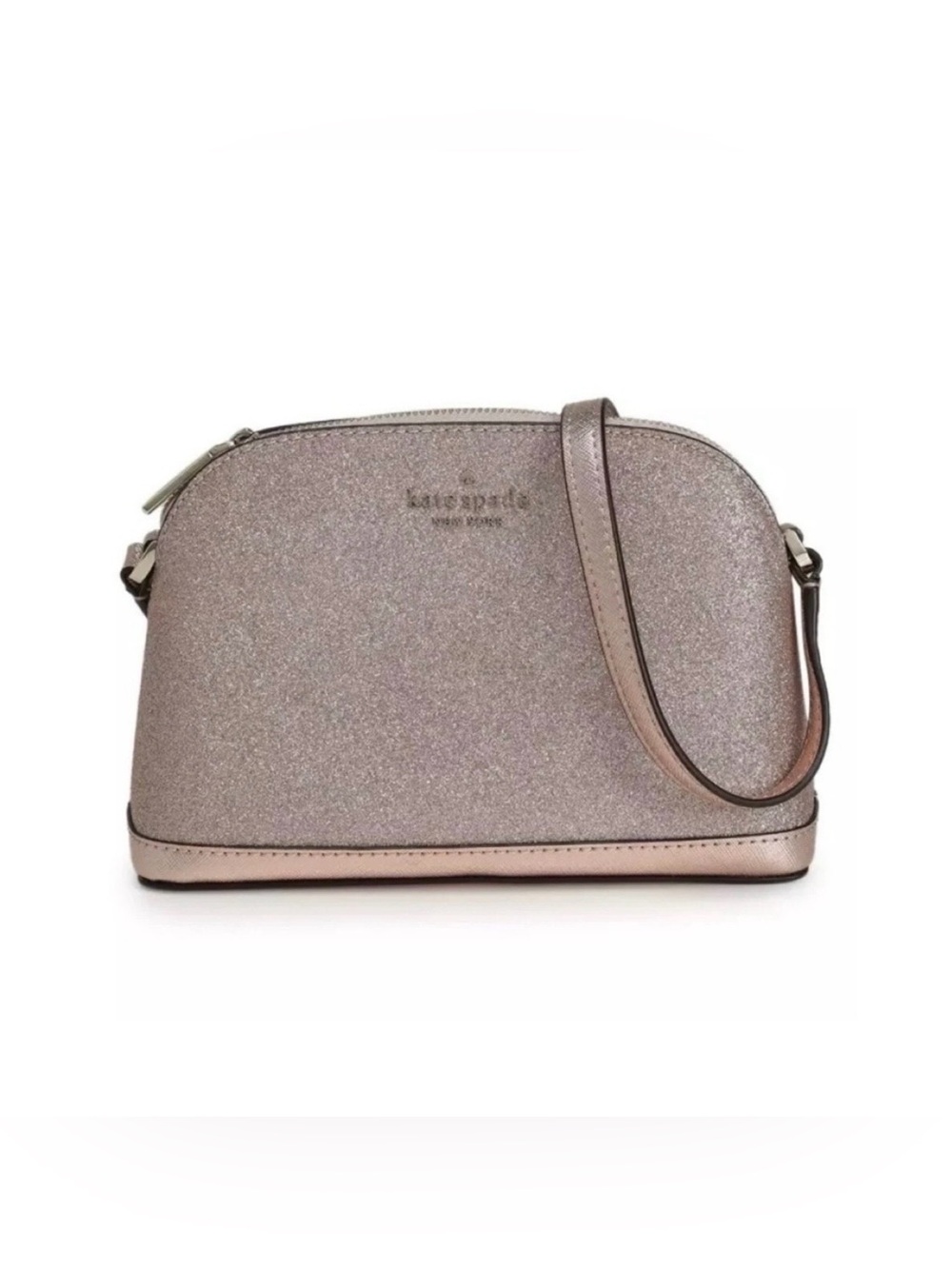 Kate Spade Rose Gold Tinsel Dome Glitter Crossbody Bag